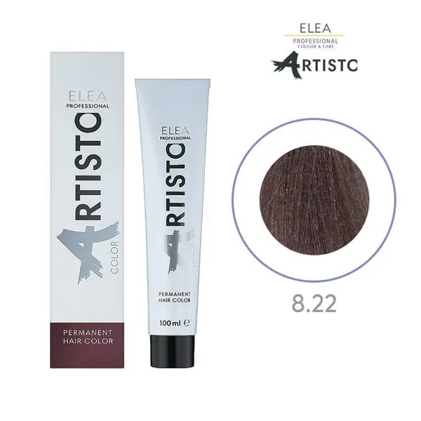 Vopsea permanenta pentru par Elea Professional Artisto Color, 8/22 Castaniu deschis violet cenusiu, 100 ml