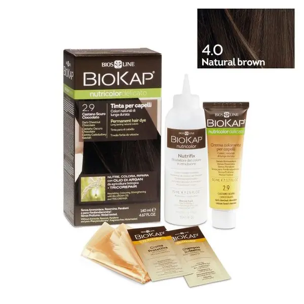 Vopsea permanenta pentru par Nutricolor Delicato Nuanta Natural Brown 4.0, Biokap | 140 ml