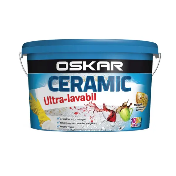Vopsea ultralavabila lucios pentru interior Oskar Ceramic Alb 2.5 L