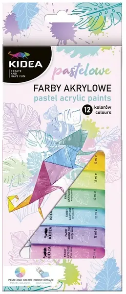 Vopsele acrilice Kidea - 12 culori, 12 ml, pastel