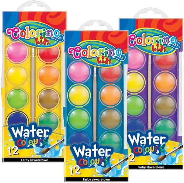 Vopsele acuarelă Colorino Kids – 12 culori, cutie mare, asortate