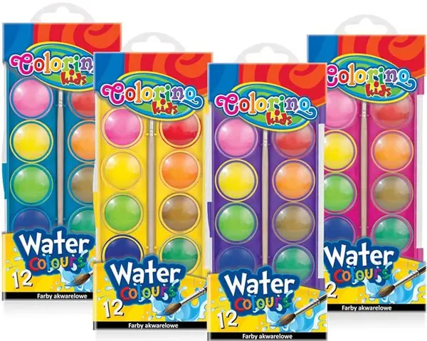 Vopsele acuarelă Colorino Kids – 12 culori, cutie mică, asortate