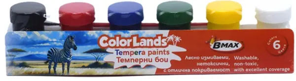 Vopsele tempera B-Max Color Lands - 6 culori x 20 ml