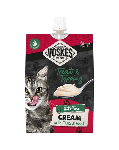 VOSKES Cream cu ton și vită 90 g cremă snack pentru pisici