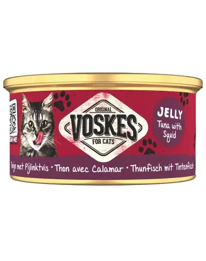 VOSKES Jelly Ton cu Calmar 85 g 100% ton cu calmar în aspic, hrană complementară pentru pisici