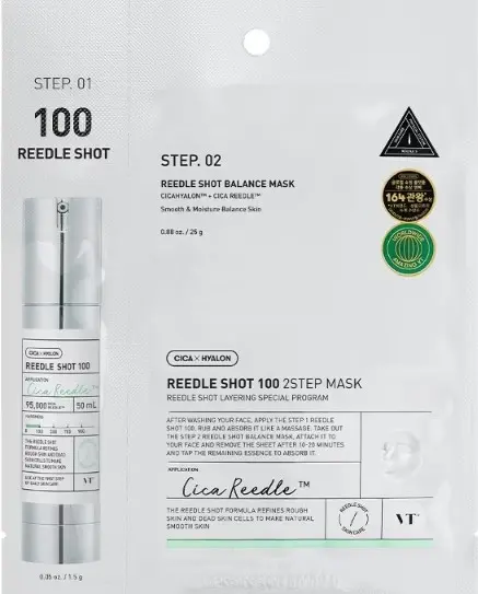 VT Cosmetics Reedle Shot 100 Mască facială cu microac în două trepte, 1.5 + 25 g
