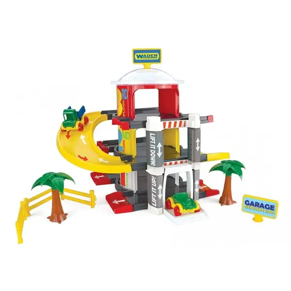 Wader Garaj de jucarie Wader Garage with a lift 3 levels, 3 niveluri, lift mecanic, fara baterii