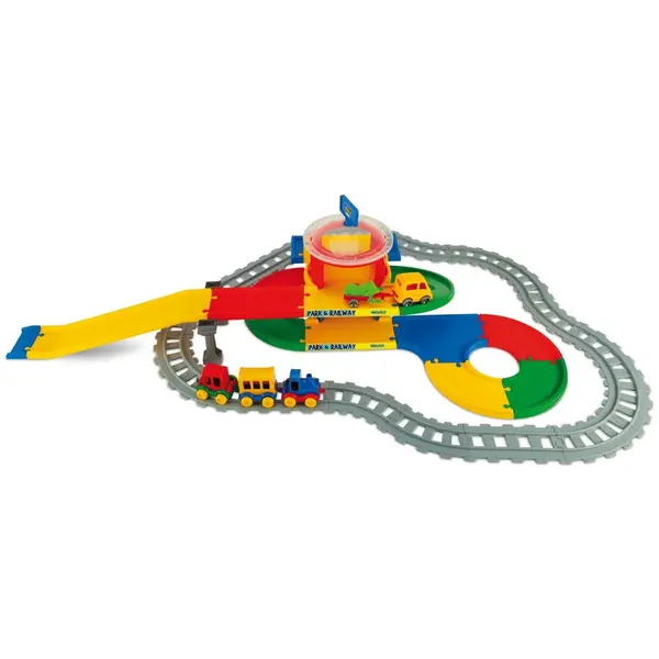 Wader Set de joaca Wader Railway - Park & Railway, lungime traseu 6.4 m, cu vehicule