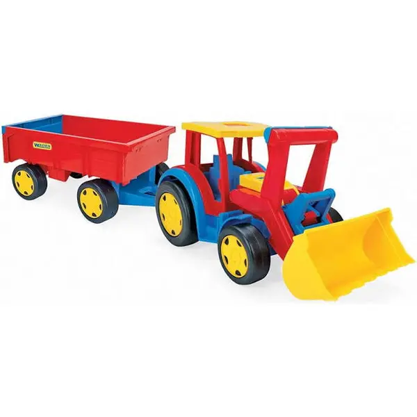 Wader Tractor de jucarie Wader Gigant Tractor Loader and trailer set 117 cm, cu incarcator si remorca, lungime 117 cm