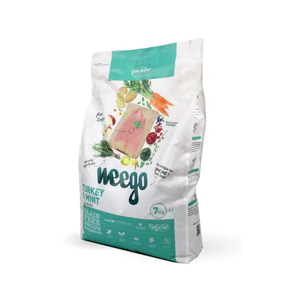 WEEGO Sterlised Senior & Light Recipe, Curcan și Mentă, hrană uscată fără cereale pisici sterilizate senior, obezitate, 7kg