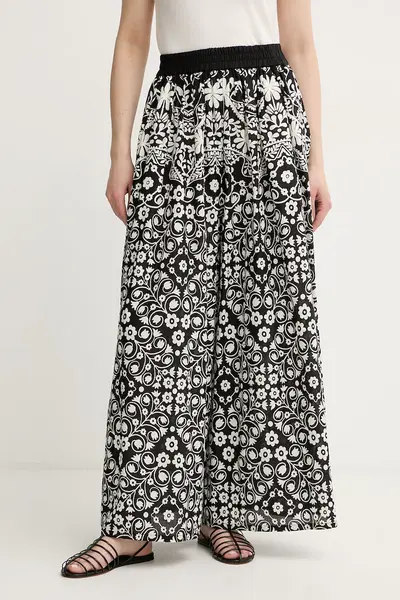Weekend Max Mara pantaloni wide leg pentru femei, din bumbac