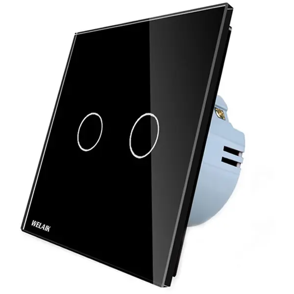 Welaik Intrerupator dublu cu touch Welaik panou din sticla, Negru