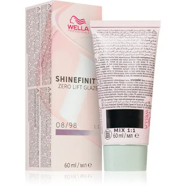 Wella Professionals Shinefinity Zero Lift Glaze vopsea de păr demipermanentă culoare 08/98 - Silver Pearl 60 ml