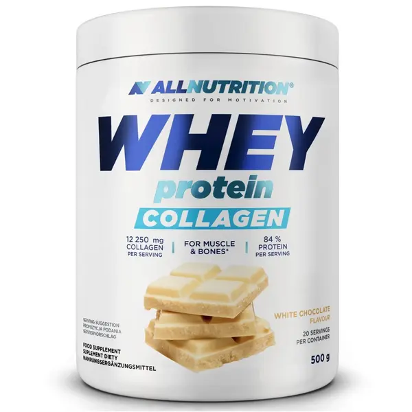 Whey Protein Collagen, ciocolată albă, 500 g, AllNutrition