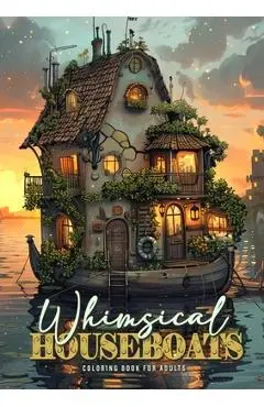 Whimsical Houseboats Coloring Book for Adults: Whimsical Houses Coloring Book Grayscale Fairy Houses Coloring Book Houseboat - Monsoon Publishing