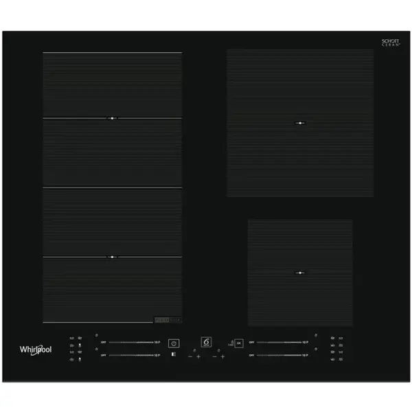 Whirlpool Plita electrica incorporabila Whirlpool WF S4160 BF, Senzor (buton tactil), 4 zone de gatit, Tehnologia 6. Sense, 59 cm, Negru