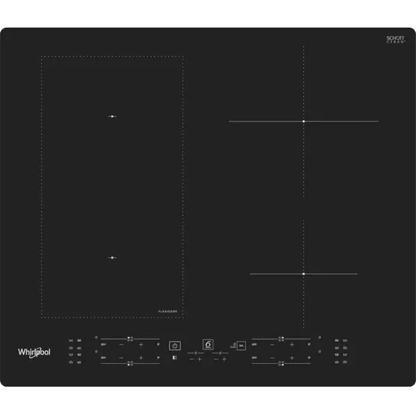 Whirlpool Plita incorporabila Whirlpool WLB8160NE, Inductie, 4 zone de gatit, 6th Sense, Timer, Flexible Zone, 60 cm, Sticla neagra
