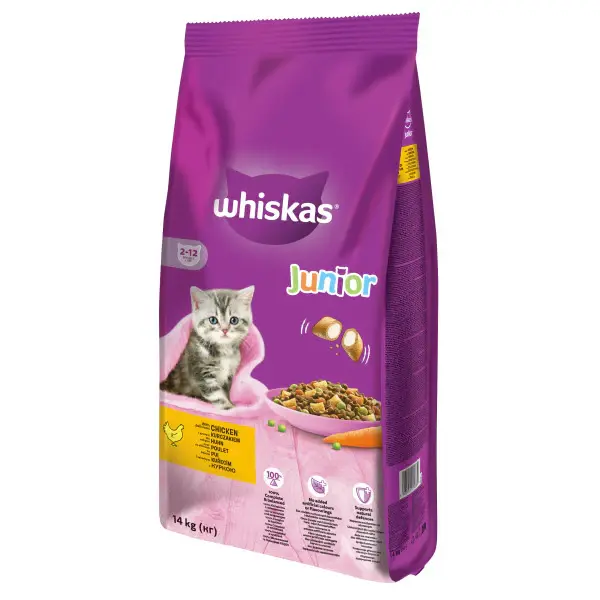 Whiskas hrana uscata cu pui pentru pisici junioare 14kg