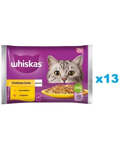 WHISKAS Senior pliculete 52x85g hrana pisici senior in jeleu cu: pui, curcan