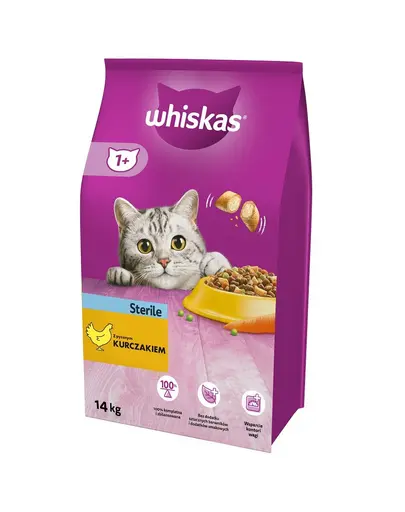 WHISKAS Sterile Adult hrana uscata pentru pisici sterilizate, cu pui 14 kg