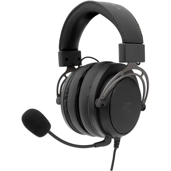 White Shark Casti Gaming cu fir White Shark GORILLA, Over-Ear, Stereo, 53mm, Microfon Detasabil, Cablu 2m, Negru/Gri