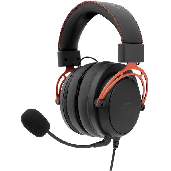 White Shark Casti Gaming cu fir White Shark GORILLA, Over-Ear, Stereo, 53mm, Microfon Detasabil, Cablu 2m, Negru/Rosu