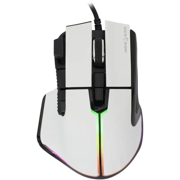 White Shark Mouse Gaming White Shark GM-9006 Marrok, cu fir, RGB, 12000 DPI, Alb