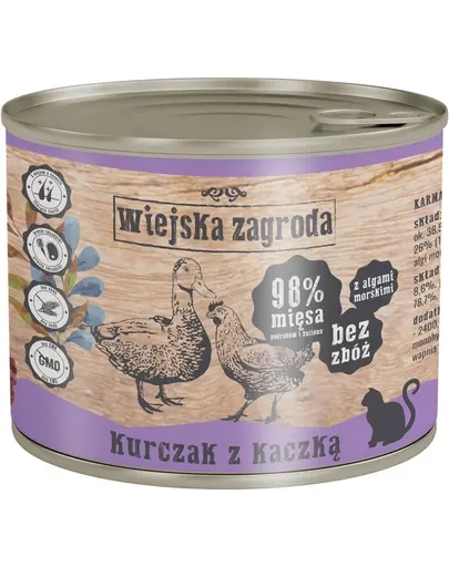 WIEJSKA ZAGRODA Adult Hrana umeda pentru pisici adulte, cu pui si rata 200 g