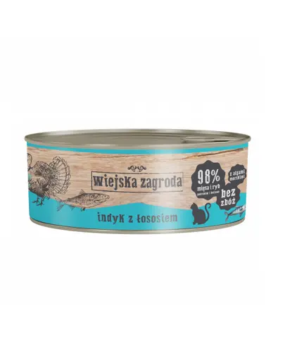 WIEJSKA ZAGRODA Adult Hrana umeda pentru pisici adulte, cu somon si curcan 12x85 g
