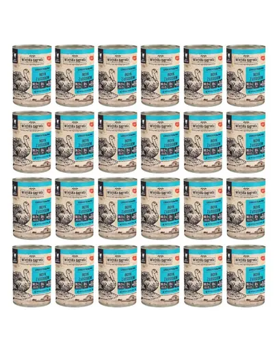 WIEJSKA ZAGRODA Conserva hrana cu somon si curcan, pentru pisici adulte 24x400 g