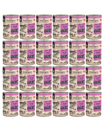 WIEJSKA ZAGRODA Conservă hrană pentru căței festin de carne 24x400 g