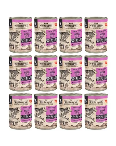 WIEJSKA ZAGRODA Conservă hrană pentru căței festin de carne 12x400 g