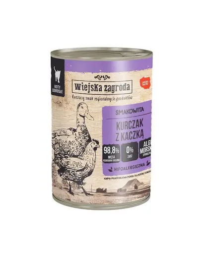 WIEJSKA ZAGRODA Conserva pui cu rata, pentru pisici 12x400 g