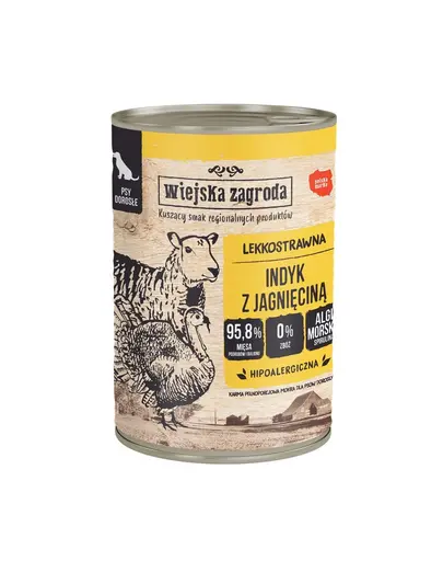 WIEJSKA ZAGRODA Curcan cu miel, hrană umedă pentru câini 6x400 g