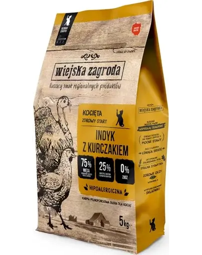 WIEJSKA ZAGRODA Curcan cu pui hrană uscată pentru pisoi 5 kg