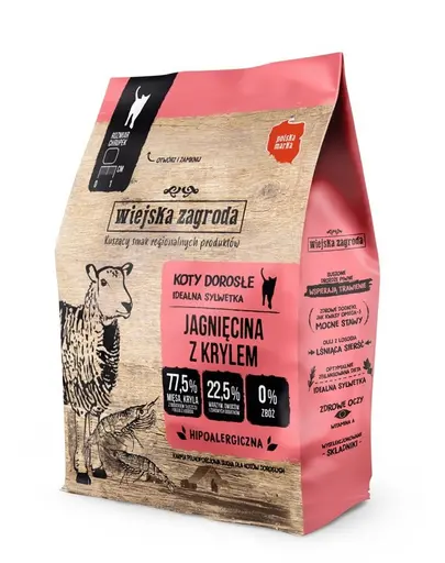 WIEJSKA ZAGRODA Hrană cu miel și kril pentru pisici 2x400 g