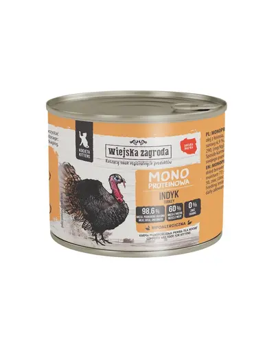 WIEJSKA ZAGRODA Hrană umedă monoproteică cu curcan pentru pisici, 200 g
