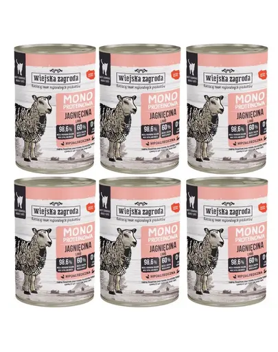 WIEJSKA ZAGRODA Hrană umedă monoproteică cu miel pentru pisici 6x400 g