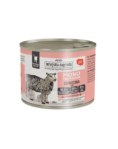 WIEJSKA ZAGRODA Hrană umedă monoproteică pentru pisici cu miel, 24x200 g