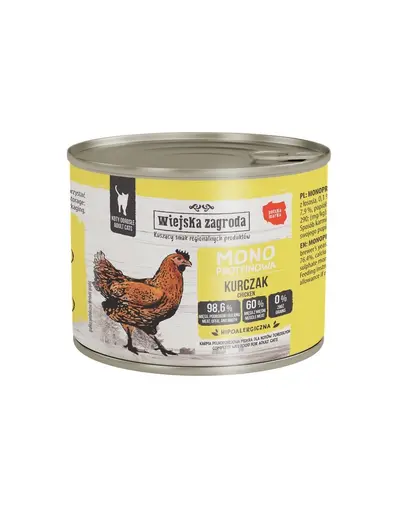 WIEJSKA ZAGRODA Hrană umedă monoproteică pentru pisici cu pui, 24x200 g