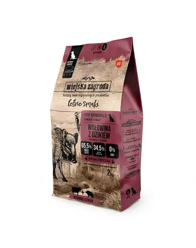 WIEJSKA ZAGRODA Hrana uscată caini de talie mare, cu vita si mistret 2x2 kg