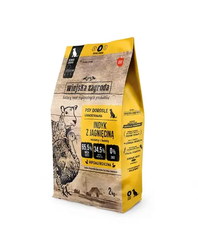 WIEJSKA ZAGRODA Hrana uscată curcan cu miel pentru câini, crochete M 2x2 kg