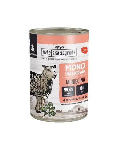 WIEJSKA ZAGRODA Mancare umeda pentru catelusi cu miel 400 g