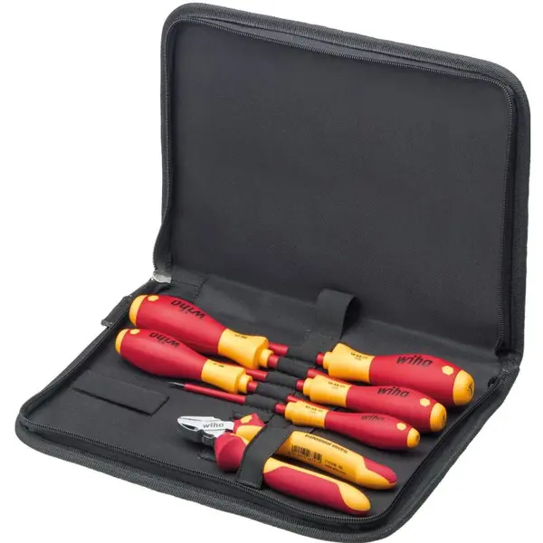 WIHA Trusa de scule Set 6 piese ( 5 surubelnite + cleste ) pentru electricieni , izolate la 1000 V
