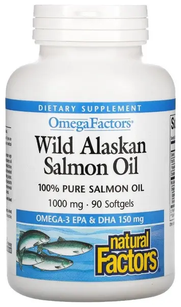 Wild Alaskan Salmon Oil, 90 capsule moi, Natural Factors