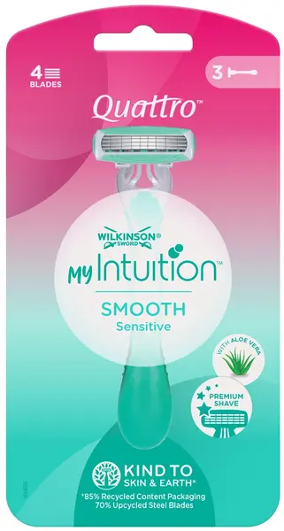 Wilkinson Sword Quattro Aparat de ras pentru femei Smooth Sensitive Beauty, 3 buc