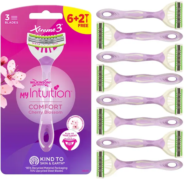 Wilkinson Sword Xtreme3 Set aparate de ras pentru femei My Intuition Comfort, 6 + 2 buc