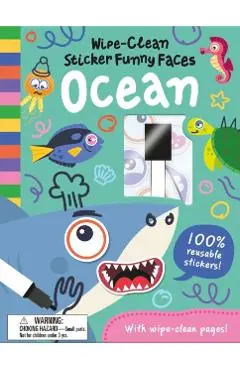 Wipe-Clean Sticker Funny Faces Ocean - Rob Abbott