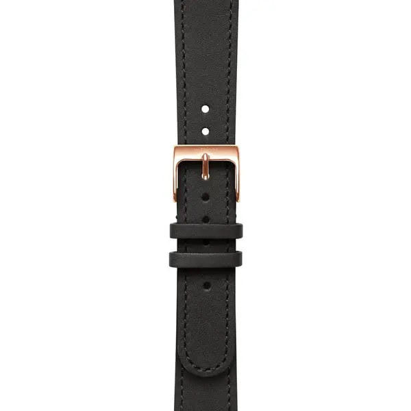 Withings Bratara din piele Withings 18mm cu catarama aurie roz pentru Scanwatch 38mm, otel HR 36mm, Withings Move, Move ECG, otel - Negru