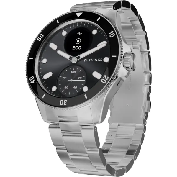 Withings Smartwatch Withings Scanwatch Nova, Otel inoxidabil, 42mm, Rezistent la apa, Pulsometru ,Negru